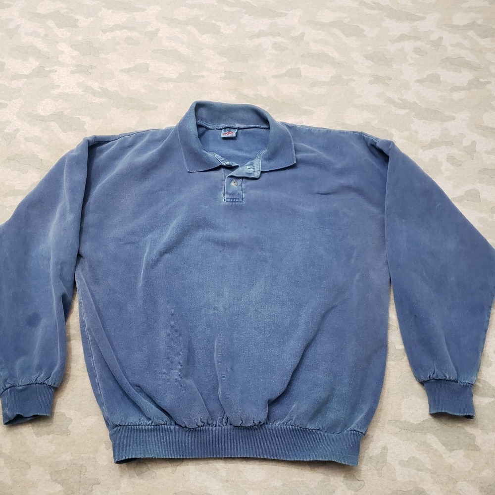 Vintage Wek The World Sweatshirt Mens 2 Blue Collar Made In USA Cotton Y2K 90s
